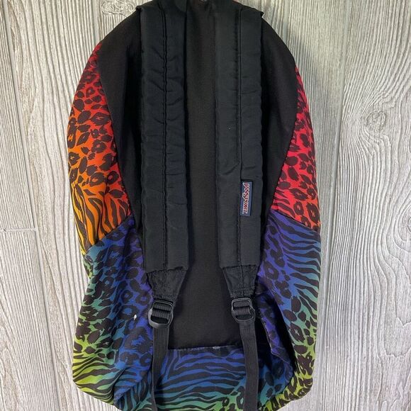 Vintage 90s Jansport Leopard and Zebra Print Retro Backpack Adults Kids - Picture 7 of 9